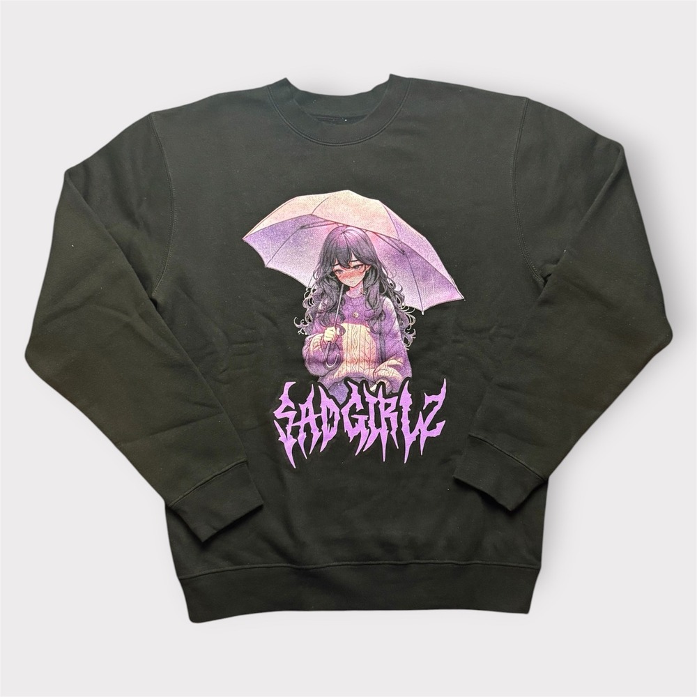 Sad‎ Boyz Yung Lean Sadgirlz Anime Graphic Crewneck Sweatshirt Black Small